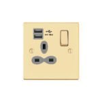 Victorian Slimline 1G 13A Switched Socket-SP with USB Charger(2.4A)