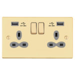 Victorian Slimline 2G 13A Switched Socket-SP with USB Charger(2.4A)