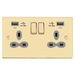 Victorian Slimline 2G 13A Switched Socket-SP with USB Charger(2.4A) and Charging indicator