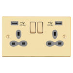 Victorian Slimline 2G 13A Switched Socket-DP with USB Charger(2.4A)