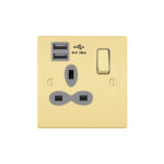 Victorian Slimline 1G 13A Switched Socket-SP with USB Charger(2.4A)