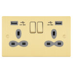 Victorian Slimline 2G 13A Switched Socket-SP with USB Charger(2.4A)