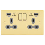 Victorian Slimline 2G 13A Switched Socket-DP with USB Charger(2.4A) and Charging indicator