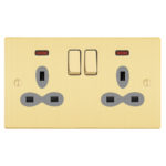 Victorian Slimline 2G 13A Switched Socket with Neon-SP