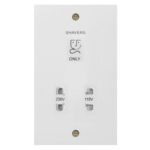 Molded White Square Profile Dual Voltage Shaver Socket 115V/230V