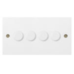Molded White Square Profile 4G 2 Way 400W Dimmer - Rotary Push