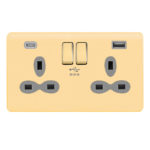 Screwless Curve Slimline  Profile 2G 13A Switched Socket-SP with 4A Dual USB Charger
(Type-A/C)