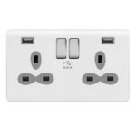 Screwless Curve Slimline 2G 13A Switched Socket-SP with 4A Dual USB Charger
(Type-A/A)