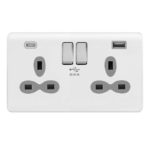 Screwless Curve Slimline 2G 13A Switched Socket-SP with 4A Dual USB Charger
(Type-A/C)
