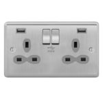 Metal Curve Slimline 2G 13A Switched Socket-SP with 4A Dual USB Charger
(Type-A/A)