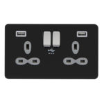Screwless Flat Profile 2G 13A Switched Socket-DP with 4A Dual USB Charger
(Type-A/A)