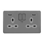 Screwless Flat Profile 2G 13A Switched Socket-SP with 4A Dual USB Charger
(Type-A/A)
