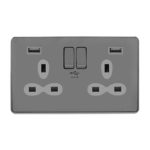 Screwless Flat Profile 2G 13A Switched Socket-DP with 4A Dual USB Charger
(Type-A/A)