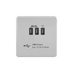 Screwless Flat Profile 4.1A USB Socket Outlet - with 4.1A Triple USB Charger