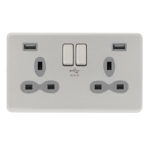 Screwless Flat Profile 2G 13A Switched Socket-SP with 4A Dual USB Charger
(Type-A/A)