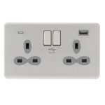Screwless Flat Profile 2G 13A Switched Socket-DP with 4A Dual USB Charger
(Type-A/C)