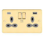 Metal Slimline 2G 13A Switched Socket-DP with 4A Dual USB Charger
(Type-A/C)