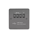 Metal Flat Profile 5.1A USB Socket Outlet - with 5.1A Quad USB Charger