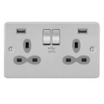 Metal Slimline 2G 13A Switched Socket-SP with 4A Dual USB Charger
(Type-A/A)