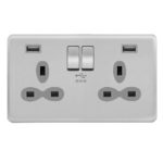 Screwless Curve Slimline 2G 13A Switched Socket-SP with 4A Dual USB Charger
(Type-A/A)