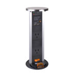 POP-UP SOCKET with UL Socket, USB Charger Port and Surge protector - Satin nickel