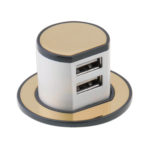 Mini Pop-Up Dual USB Charger 2.4A - Polished Brass