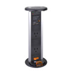 POP-UP SOCKET with UL Socket, USB Charger Port and Surge protector - Black