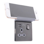 Foldable Phone Holder for 1G Wall Mount Outlet - Grey