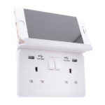 Foldable Phone Holder for 2G Wall Mount Outlet - White