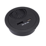 Desktop Grommet with Dual USB Charger - Black