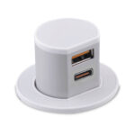 Mini Pop-Up Dual USB Quick Charger - Type - A & C (Max.30W) - Matt White