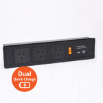 Recessed Mount Panel Power Station with SAA Socket and Dual USB Quick Charger / Black / Type- A+C