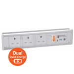 Recessed Mount Panel Power Station with BS Socket and Dual USB Quick Charger / Vintage White / Type- A+C