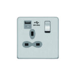 Screwless Flat Profile 2G 13A Switched Socket-SP with 2.4A Dual USB Charger(USB-A/C)