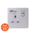 Screwless Flat Profile 1G 13A Switched Socket-SP with 4A Dual USB Quick Charger (USB-A/C)