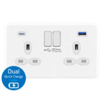 13 AMP 2G Switched BS Socket-SP with 45W Dual USB Quick Charger of USB-A/C