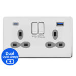 13 AMP 2G Switched Socket Outlet with45W Synchronize Quick Charger of USB-A & USB-C-SP