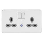 Screwless Flat Profile 2G 13A Switched BS Socket-SP with night light