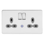 Screwless Flat Profile 2G 13A Switched Socket with night light-SP