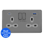 13 AMP 2G Switched Socket Outlet with45W Synchronize Quick Charger of USB-A & USB-C-SP