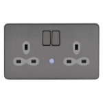 Screwless Flat Profile 2G 13A Switched BS Socket-SP with night light