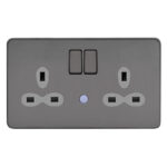 Screwless Flat Profile 2G 13A Switched Socket with night light-SP