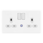 Screwless Flat Profile 2G 13A Switched Socket with night light-SP