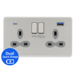 13 AMP 2G Switched Socket Outlet with45W Synchronize Quick Charger of USB-A & USB-C-SP