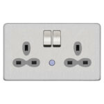 Screwless Flat Profile 2G 13A Switched Socket with night light-SP