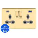 13 AMP 2G Switched Socket Outlet with45W Synchronize Quick Charger of USB-A & USB-C-SP