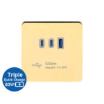 TRIPLE USB QUICK CHARGER-USB-A/ C X 2 (MAX.63W)