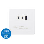 TRIPLE USB QUICK CHARGER-USB-A/ C X 2 (MAX.63W)