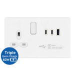 13A 1G SWITCHED BS SOCKET WITH TRIPLE USB QUICK CHARGER-USB-A/ C X 2 (MAX.63W)