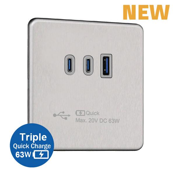 New products of Triple USB quick charger-USB-A/ C X 2 (Max.63W) series was officially launched